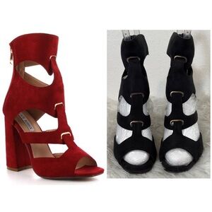 CAPE ROBBIN MYA-2 Black Open Toe Flirty Side Cutouts Pump Chunky Heel Size 8